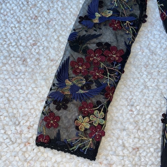 Dress the Population Sophia Hummingbird Embroidered Sheer Illusion Dress XS - Picture 8 of 16